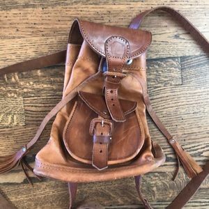 Leather mini backpack